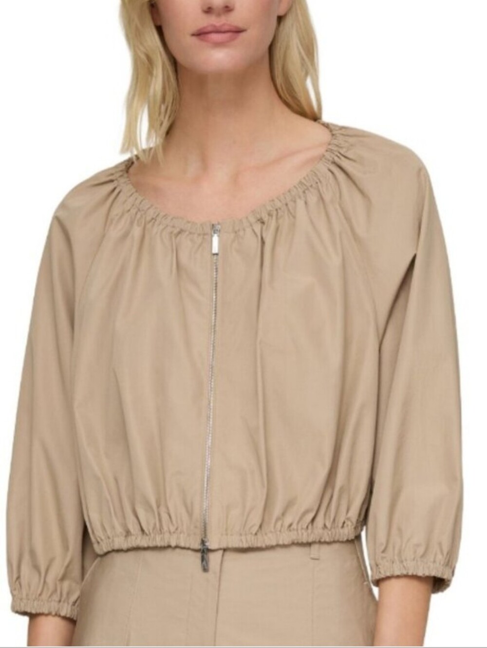NWT Lafayette 148 New York Cotton Poplin Cropped Bubble Jacket. Size L